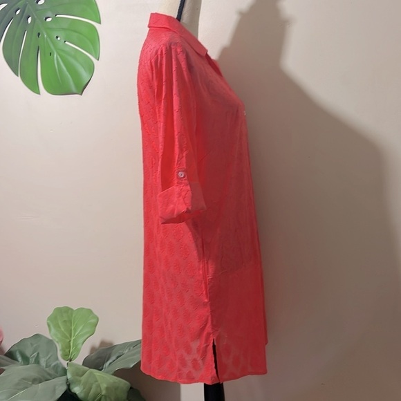 Talbots Medallion Jacquard Beach Shirt Swim CoverUp 100% Cotton size Small - Picture 7 of 11